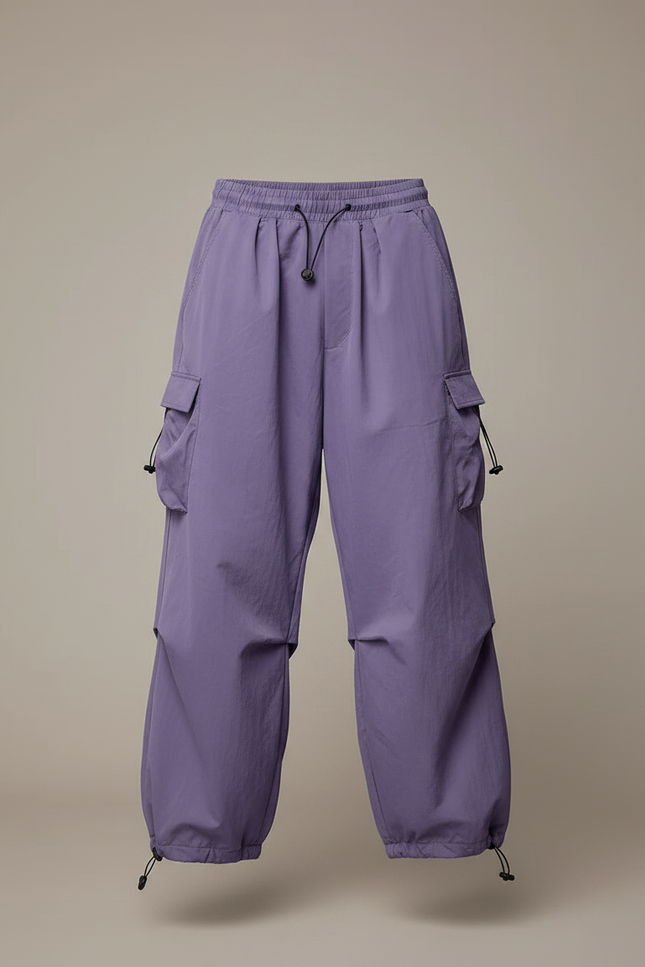 Pantalon Parachute Violet Cargo Ample Léger Unisexe - Polyester - vue 3