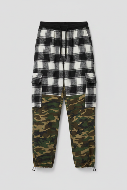 Pantalon Parachute Carreaux Camouflage Ample Cargo Enfant - Imprimé Molleton - vue 3