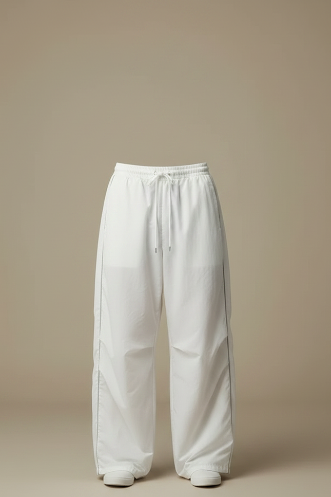 Pantalon Parachute Blanc Ample Fluide Homme Décontracté - Polyester - vue 3