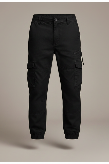 Pantalon Parachute Noir Cargo Coton Enfant - vue 3