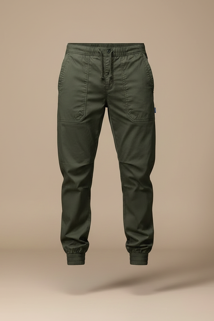 Pantalon Parachute Vert Kaki Cargo Jogger Homme Coton - vue 3
