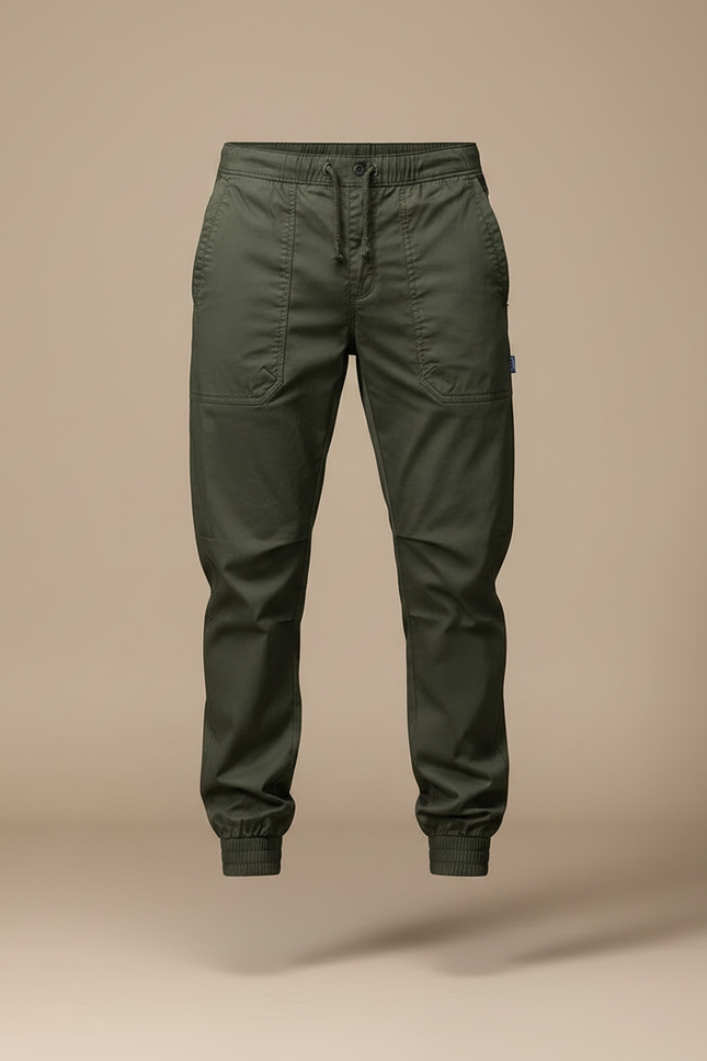 Pantalon Parachute Vert Kaki Cargo Jogger Homme Coton - vue 3