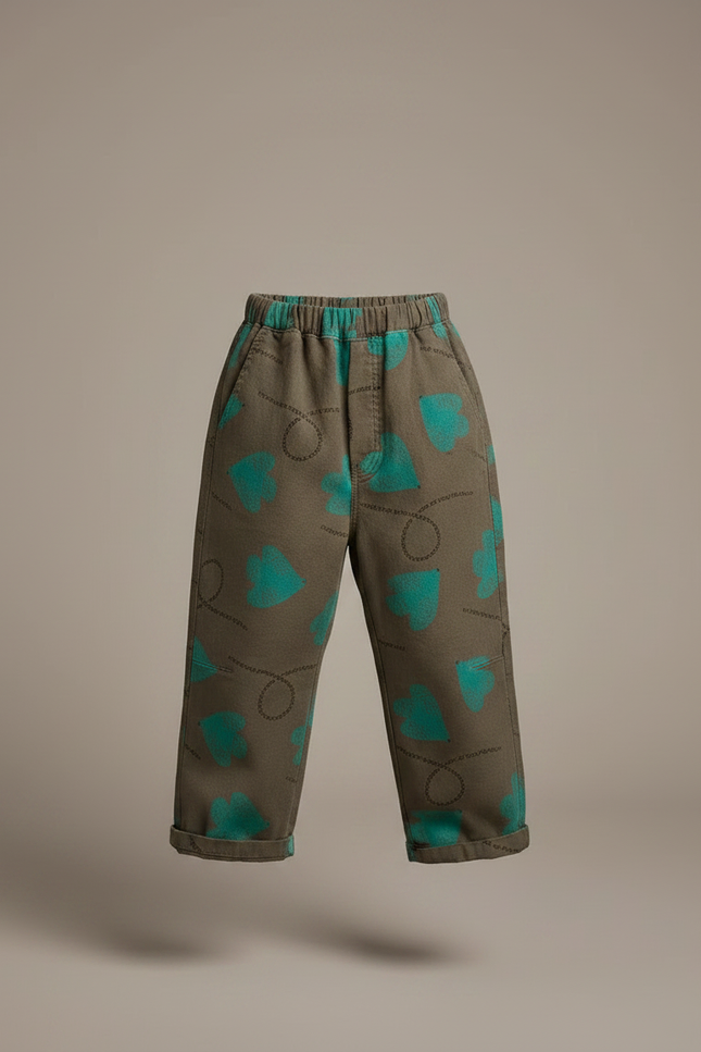 Pantalon Parachute Kaki Imprimé Géométrique Décontracté Enfant - Toile - vue 3