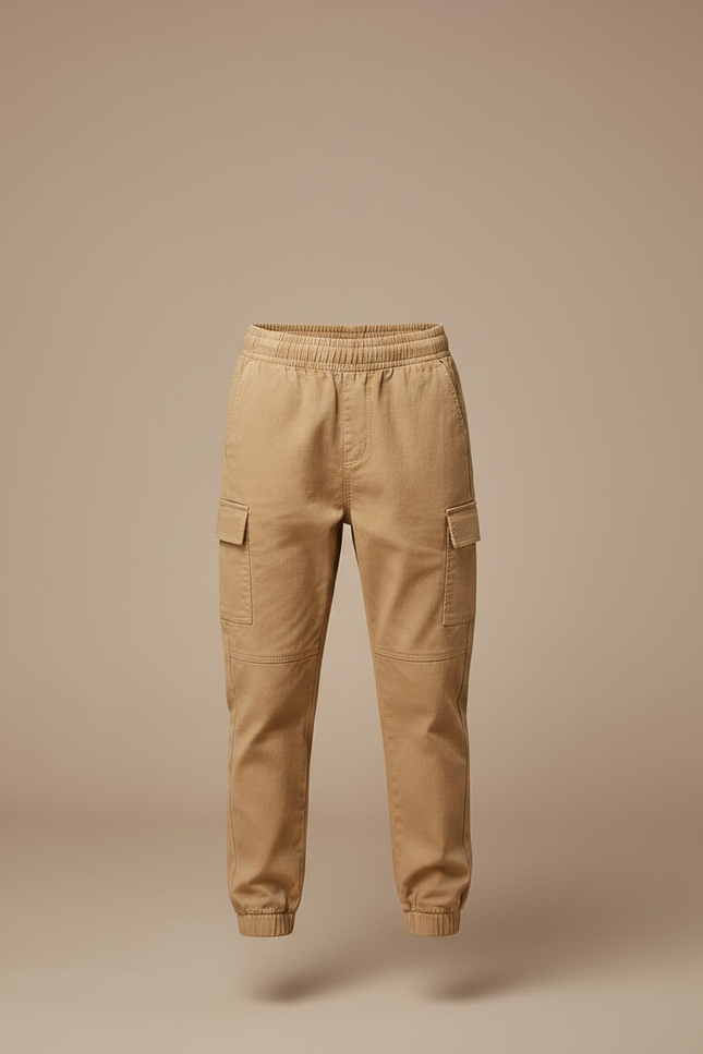 Pantalon Parachute Kaki Coton Cargo Garçon Décontracté - vue 3