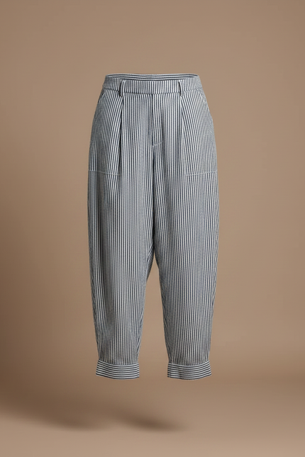 Pantalon Parachute Rayé Ample Léger Coton Femme - Imprimé - vue 3