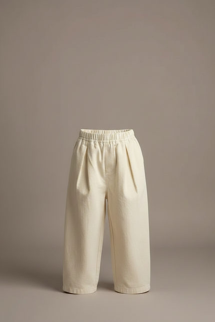 Pantalon Parachute Crème Ample Coton Enfant Fluide - Beige - vue 3