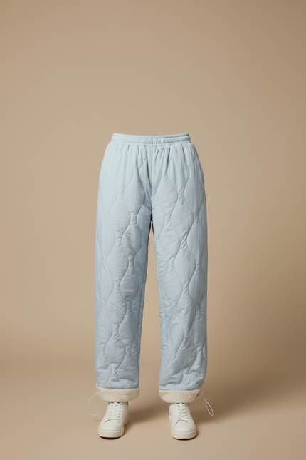Pantalon Parachute Bleu Matelassé Doublé Polaire Ample - Polyester - vue 3