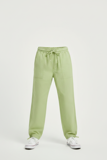 Pantalon Parachute Garçon Resserré Aux Chevilles Toile - Vert Lin - vue 3