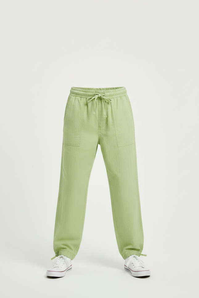 Pantalon Parachute Garçon Resserré Aux Chevilles Toile - Vert Lin - vue 3
