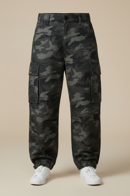 Pantalon Parachute Camouflage Cargo Ample Garçon - Imprimé Toile - vue 3