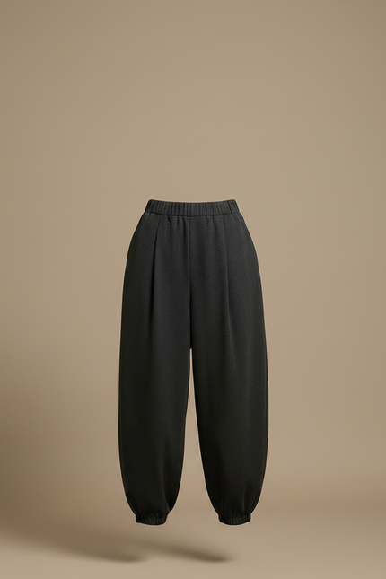 Pantalon Parachute Gris Ample Plissé Confortable Femme - Molleton - vue 3