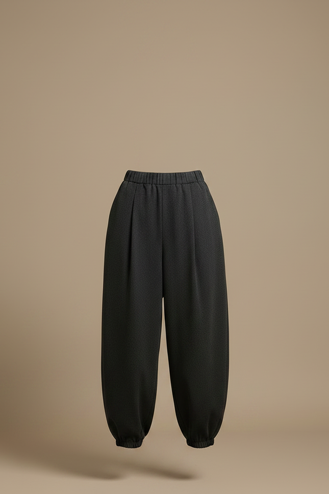 Pantalon Parachute Gris Ample Plissé Confortable Femme - Molleton - vue 3