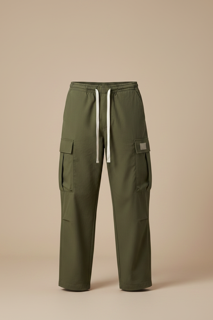Pantalon Parachute Kaki Homme - Polyester - vue 3