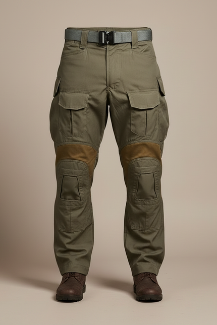Pantalon Parachute Kaki Cargo Renforcé Tactique Homme - Toile - vue 3