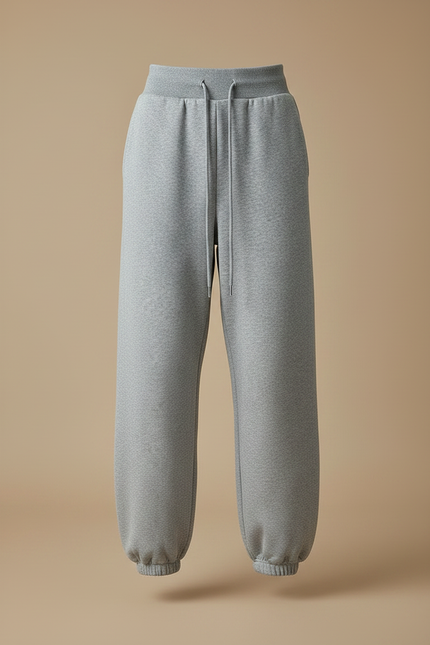 Pantalon Parachute Gris Ample Drapé Molletonné Femme - vue 3
