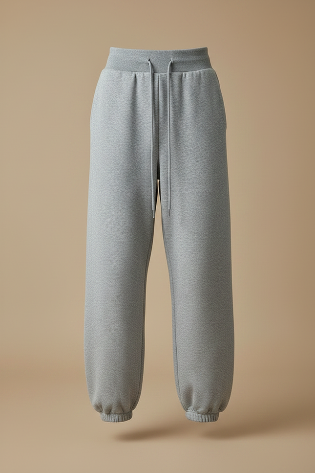 Pantalon Parachute Gris Ample Drapé Molletonné Femme - vue 3