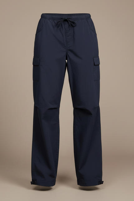 Pantalon Parachute Bleu Marine Ample Décontracté Cordon - Polyester - vue 3