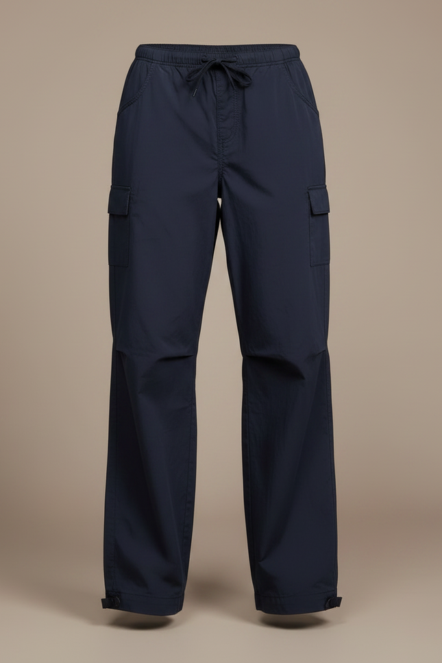 Pantalon Parachute Bleu Marine Ample Décontracté Cordon - Polyester - vue 3