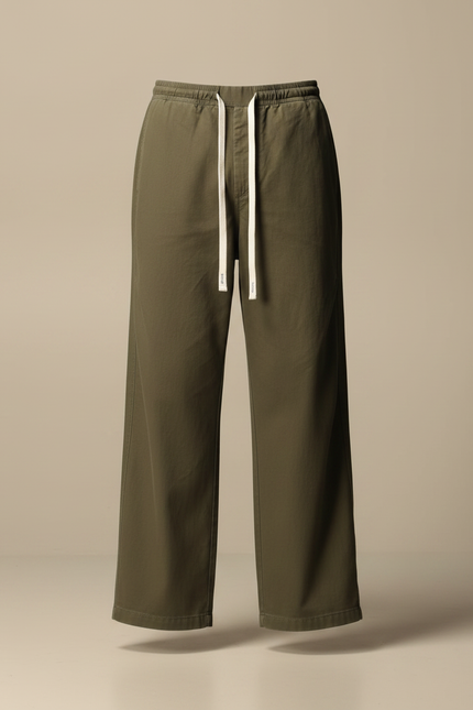 Pantalon Parachute Kaki Ample Coton Décontracté Cordon Homme - vue 3