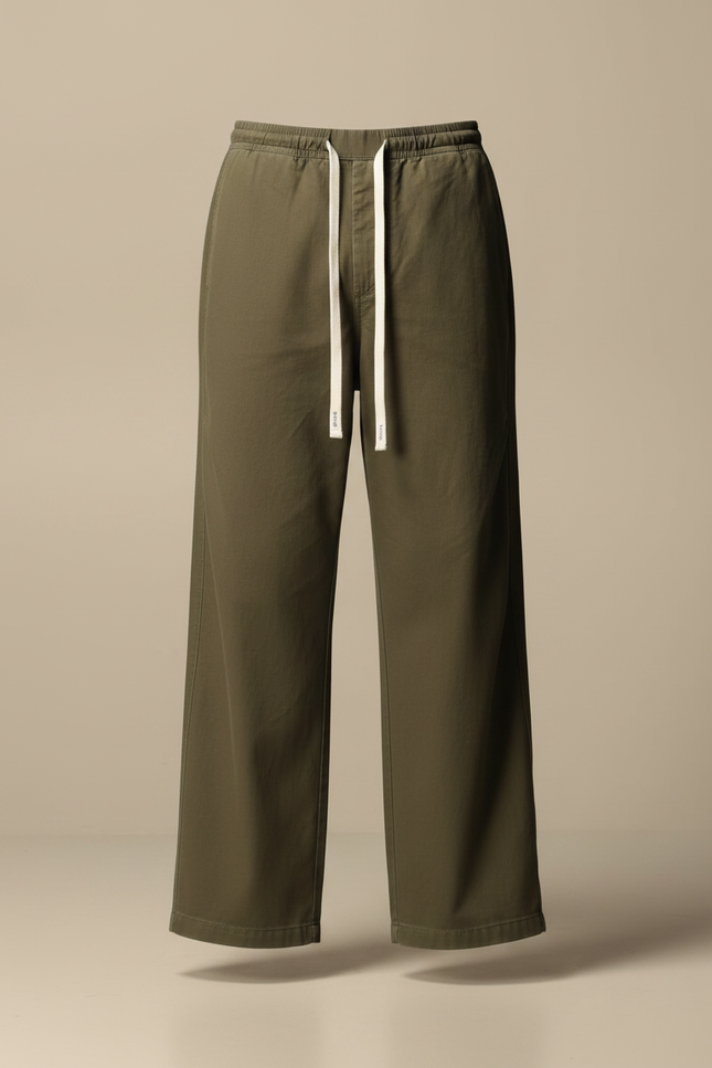 Pantalon Parachute Kaki Ample Coton Décontracté Cordon Homme - vue 3