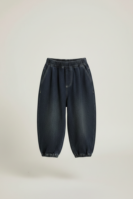 Pantalon Parachute Jean Ample Élastique Fille - Marine - vue 3