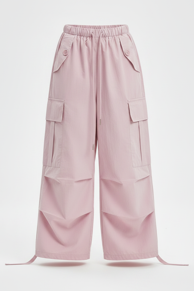 Pantalon Parachute Rose Cargo Ample Multipoches Enfant - Polyester - vue 3