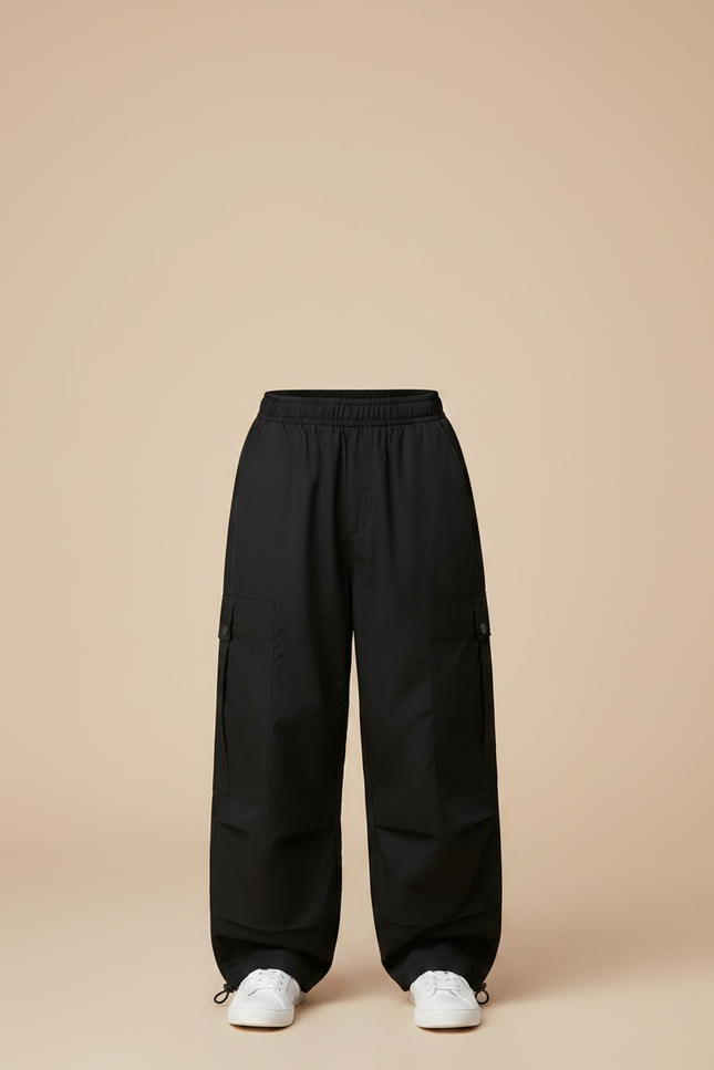 Pantalon Parachute Noir Cargo Ample Casual Garçon - Polyester - vue 3