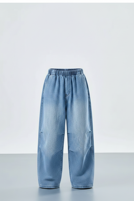 Pantalon Parachute Denim Ample Bleu Décontracté Enfant - Jean - vue 3