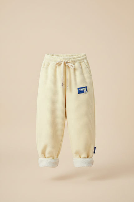 Pantalon Parachute Crème Côtelé Doublé Chaud Enfant - Beige Cordé - vue 3