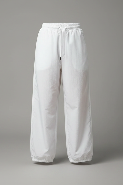 Pantalon Parachute Blanc Ample Décontracté Cordon Femme - Polyester - vue 3