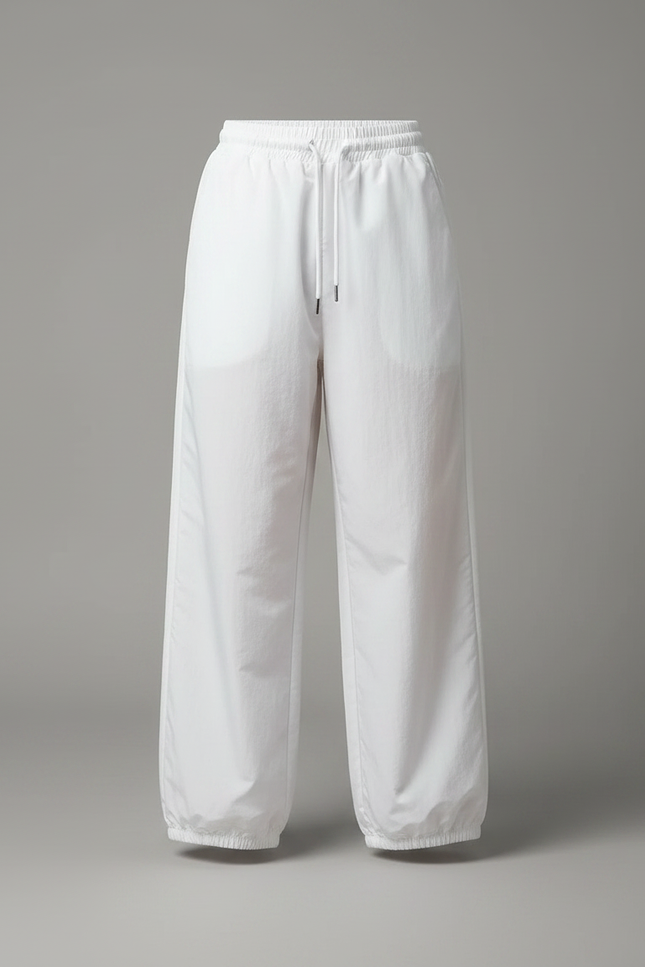 Pantalon Parachute Blanc Ample Décontracté Cordon Femme - Polyester - vue 3
