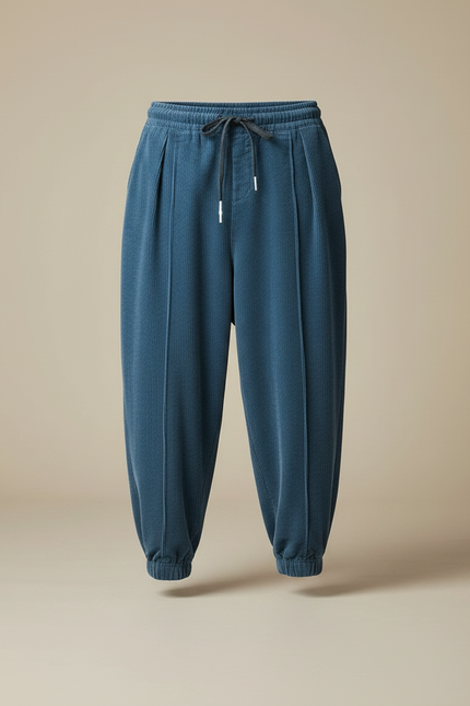 Pantalon Parachute Bleu Côtelé Ample Décontracté Homme - Cordé - vue 3