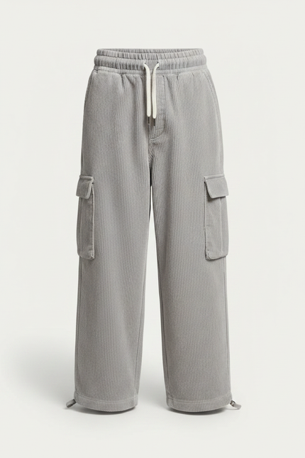 Pantalon Parachute Garçon Gris Baggy Streetwear - Cordé - vue 3
