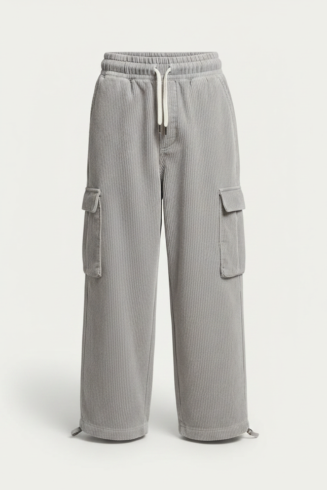 Pantalon Parachute Garçon Gris Baggy Streetwear - Cordé - vue 3