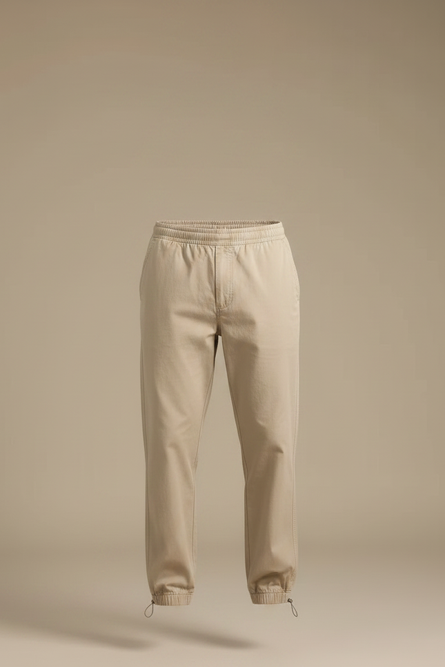Pantalon Parachute Homme Beige Coton Ample Décontracté - vue 3