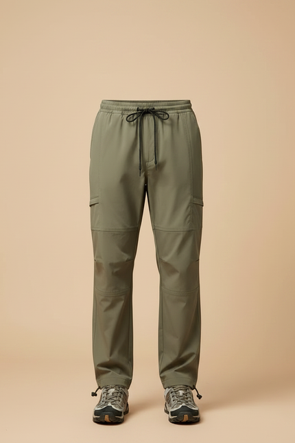 Pantalon Parachute Vert Olive Cargo Fluide Léger Homme - Kaki Polyester - vue 3