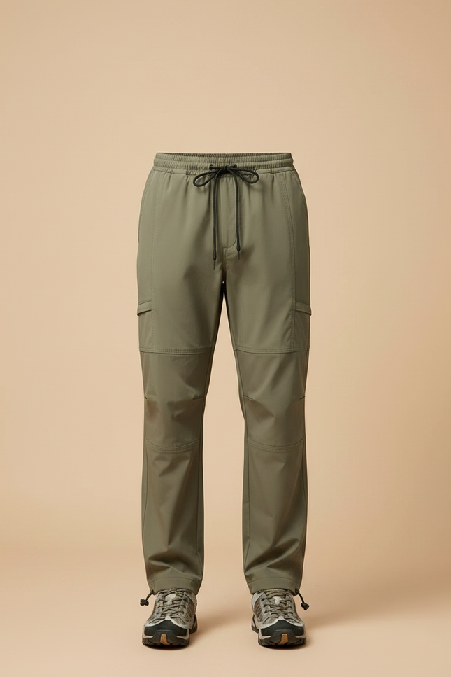 Pantalon Parachute Vert Olive Cargo Fluide Léger Homme - Kaki Polyester - vue 3