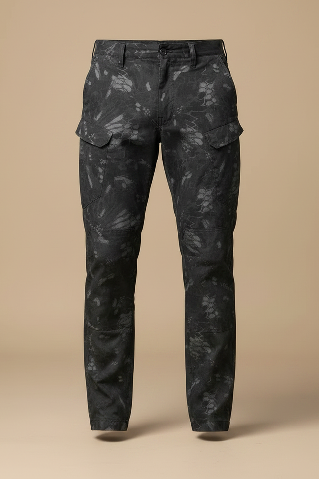 Pantalon Parachute Noir Camouflage Cargo Homme Pratique - Toile - vue 3