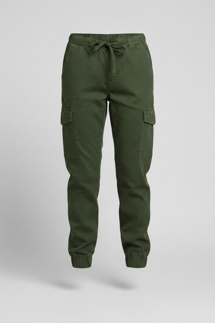 Pantalon Parachute Vert Cargo Coton Enfant - vue 3
