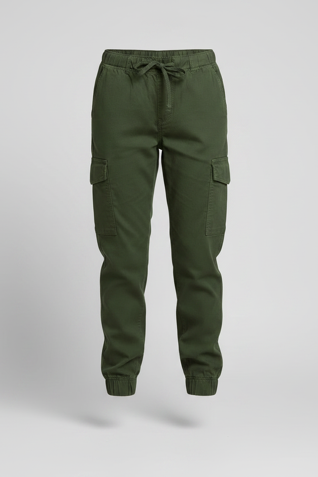 Pantalon Parachute Vert Cargo Coton Enfant - vue 3