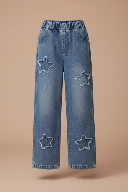 Pantalon Parachute Fille Baggy Toile - Bleu Jean - vue 3