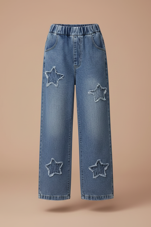 Pantalon Parachute Fille Baggy Toile - Bleu Jean - vue 3