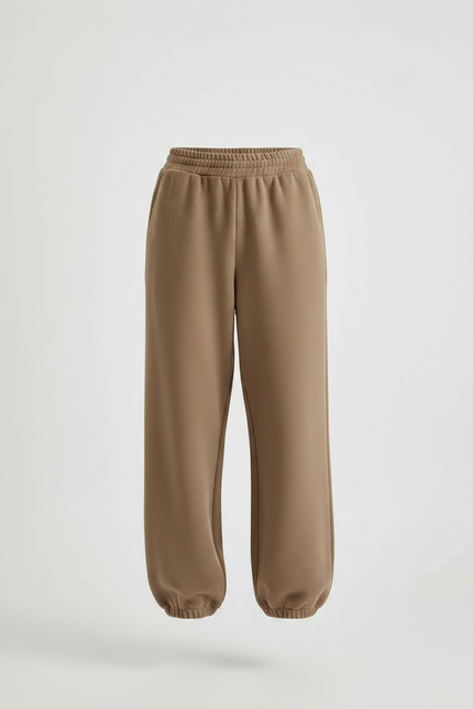 Pantalon Parachute Marron Ample Molletonné Élastique Femme - vue 3