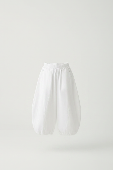 Pantalon Parachute Blanc Ample Bouffant Fille Coton - vue 3