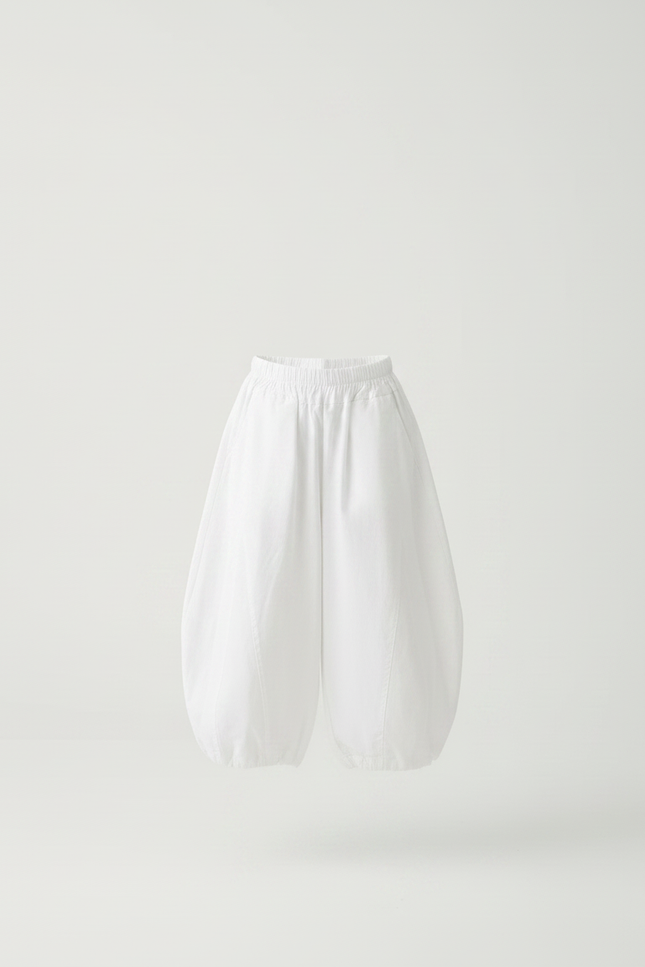 Pantalon Parachute Blanc Ample Bouffant Fille Coton - vue 3