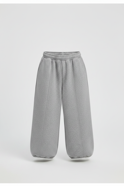 Pantalon Parachute Gris Ample Molletonné Enfant Coton - vue 3