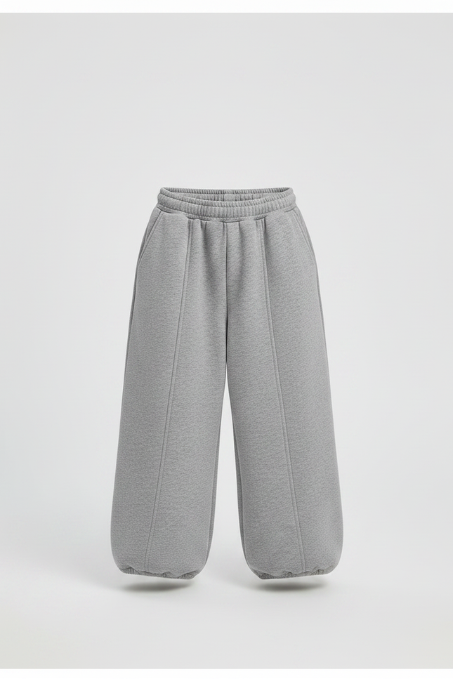 Pantalon Parachute Gris Ample Molletonné Enfant Coton - vue 3