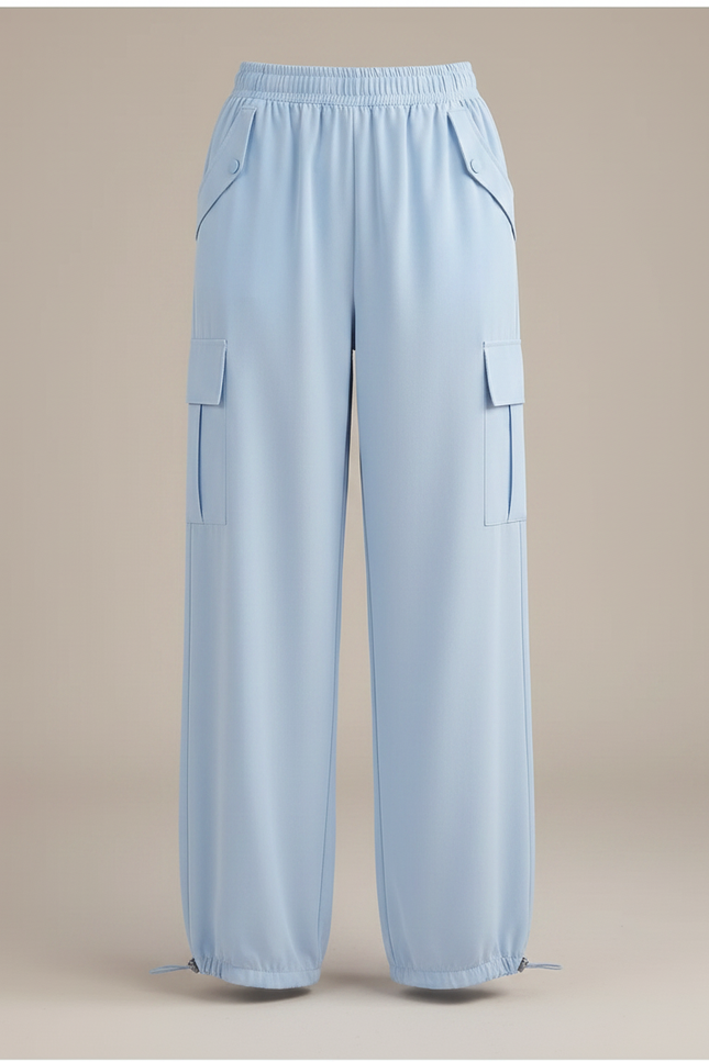 Pantalon Parachute Bleu Ciel Ample Cargo Enfant - Polyester - vue 3