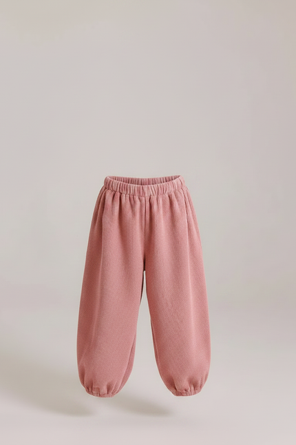 Pantalon Parachute Rose Côtelé Ample Élastiqué Enfant - Cordé - vue 3