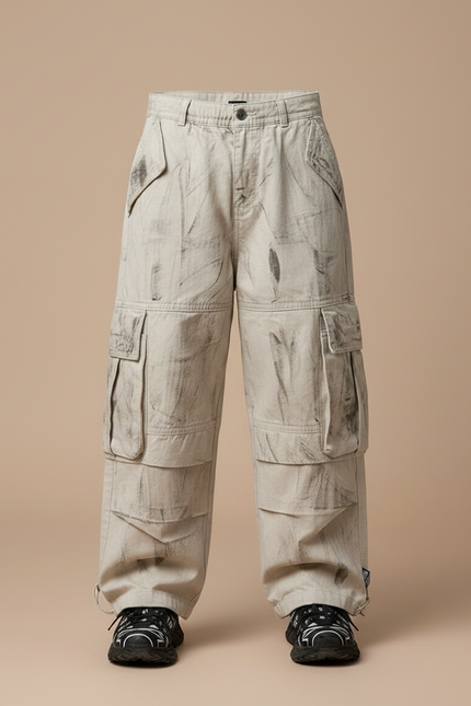 Pantalon Parachute Cargo Ample Beige Enfants Décontracté - Toile - vue 3